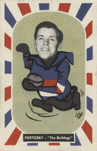 1957 Kornies "Footballer - Mascot Swap Cards", [1/36] - No.14 Ted Whitten (Footscray). G/VG. Rarity 8.