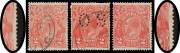 KGV Single WMK - 2d scarlet neatly presented collection including with the Watermark Inverted punctured 'OS' x3, some commercial perfins, then an array of plated examples with many listed varieties including BW #96(10)d x4, #96(11)g x3, Roman Nose #96(11)