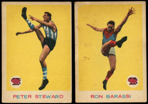 1964 Scanlens "Footballers" [2/33] - No.4 Ron Barassi (Melbourne) & No.5 Peter Seward (North Melbourne). Fair/G.