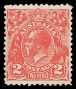 KGV - CofA Watermark - 2d scarlet Perf 11 Postal Forgery BW #103cc, unusually well centred, large-part o.g., Cat $900.