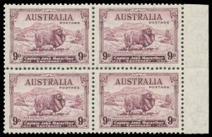 Other Pre-Decimals - Selection of blocks including KSmith 6d imprint block of 8 with Re-Entry, Macarthur 9d marginal block of 4, ANZAC 1/- Plate Number '2' upper-left corner block of 4, SA Centenary marginal blocks of 4 etc, also punctured 'OS' Canberra 