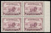 Other Pre-Decimals - Selection of blocks including KSmith 6d imprint block of 8 with Re-Entry, Macarthur 9d marginal block of 4, ANZAC 1/- Plate Number '2' upper-left corner block of 4, SA Centenary marginal blocks of 4 etc, also punctured 'OS' Canberra