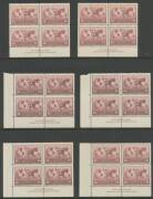 Other Pre-Decimals - Selection of blocks including KSmith 6d imprint block of 8 with Re-Entry, Macarthur 9d marginal block of 4, ANZAC 1/- Plate Number '2' upper-left corner block of 4, SA Centenary marginal blocks of 4 etc, also punctured 'OS' Canberra - 3