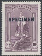 Other Pre-Decimals - 1938-49 Robes Thick Paper 10/- & Â£1 deep dull blue with 'SPECIMEN' Overprint BW #214x & 216x, unmounted, Cat $1550. Chris Ceremuga Certificate (2005) for the Pound states "...McCracken Printing with black overprint". [The first print - 2