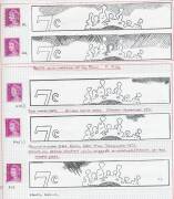 Decimal Issues - 1966-71 QEII 7c purple extensive highly specialised & fully annotated collection including Heavily Over-Inked block of 4, Extreme Dry Ink x2, Jumped Perfs pair, Double Perfs pair, Plate Number blocks, UV reactions, Plate Fractures includ - 5
