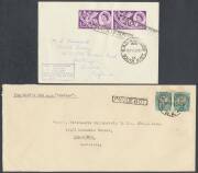 Commonwealth Postal History - Ship Mail 1904-70s foreign frankings cancelled at Australian ports including Fremantle large 'PAQUEBOT' (Hosking #1398; rated C) on 1926 British PPC & later type on 1939 South Africa 'Per Ship's Box SS Templar' cover, 1934 To - 5