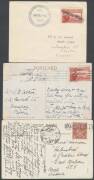 Commonwealth Postal History - Ship Mail foreign markings on Australian frankings including Ceylon Egypt France & US 'PAQUEBOT' cachets on KGV issues, NZ Marine PO 'RMMS AORANGI' cds with 3d Kooka & 'RMS MAUNGANUI' cds with 1½d Canberra each tied by differ - 2