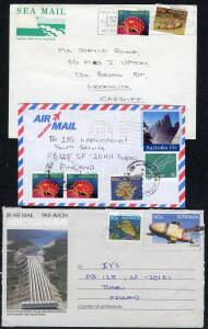 Commonwealth Postal History - 1984-88 Marine Life on cover selection with all values represented including single, multiple & mixed frankings with many overseas airmails plus some on postcards & uprating stationery, noted 40c single airmail greeting card 