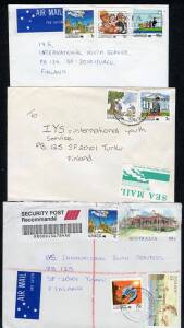 Commonwealth Postal History - 1988 Living Together on cover selection with all values represented including single, multiple & mixed frankings with many overseas airmails plus some on postcards & uprating stationery, noted 65c single airmail to NZ & 70c p