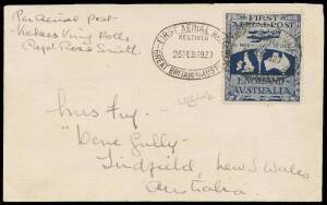 1919 (Nov 12) England-Australia AAMC #12a intermediate from Dutch Indies endorsed "Per Aerial Post/Vickers Vimy Rolls/Capt Ross Smith" with a very fine example of the Ross Smith vignette applied on arrival tied 'FIRST AERIAL MAIL/RECEIVED/26FEB1920/GREAT 