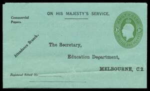 Postal Stationery - WRAPPERS: Mostly unused selection with KGV 1d green Die I CTO, Queen Mother 1d (unfolded), KGVI Three-Quarter Face 1½d (unfolded), STO QEII 2½d used x3 (one uprated), etc, also KGV Oval 1d green/blue lettersheet & three Territories Aer