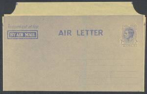 Postal Stationery - AEROGRAMMES: 1944 with Admonition Removed 7d on Yellow-Ochre Paper with Ungummed Flap BW #A2C, unused, Cat $500.