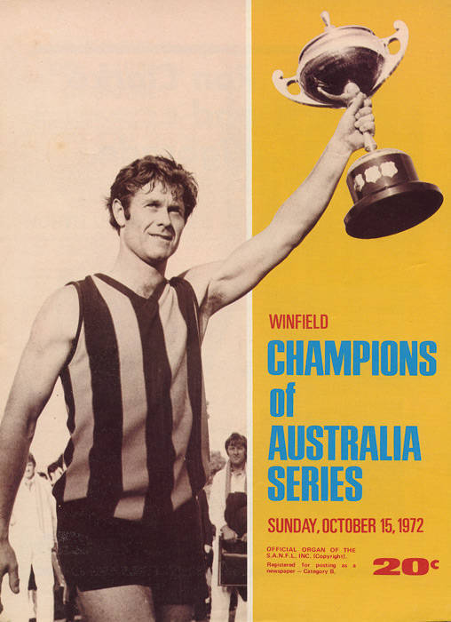 CHAMPIONS OF AUSTRALIA: Football records from 1968-74. These were one-off games played between the Victorian and SANFL Premiers between 1968-71, then moved to a two-day event including WA and Tasmanian premiers for 1972-74. (So there is a single record fo