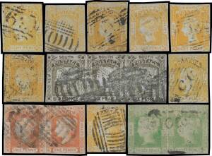 New South Wales - 1851-54 Laureates collection with No Watermark 1d x26 including four pairs, 2d x175 with several pairs & a strip of 3, 3d x11 including a pair, 6d x13 including a rare strip of 3 (thinned) & 8d x7, also Numeral Wmk 1d x16 including two p