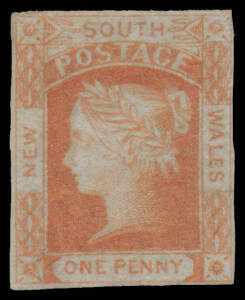 New South Wales - 1851-54 Laureates Bluish Medium Wove Paper 1d vermilion SG 47, margins just clear to good, unused, Cat Â£1900. Unusually fine for this issue.