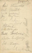 1932 TOOWOOMBA RL TEAM, autograph page with 14 pencil signatures including Herb & Arch Steinohrt & Fred Gilbert.