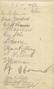 1933 NEW SOUTH WALES RL TEAM, autograph page with 12 pencil signatures including Viv Thicknesse, Fred Gardner, Frank O'Connor, Cliff Pearce & Ray Stehr.