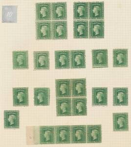 New South Wales - 1891 Wmk '10' 3d green/deep green SG 269-270 selection including four blocks of 4 (one used), Watermark Inverted block of 4 & Watermark Inverted & Reversed x2 (one used). Ex Guy Hutson. (48)