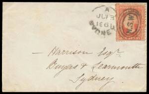 Postal History (New South Wales) - 1851 outer to Albury with 2d Sydney View (margins in places) & 1861 town letter with Perf 12 1d, then a rather scruffy group including 1851 (badly stained but with 3½ margins 2d Sydney View) & 1902 to Ceylon, etc. (15)