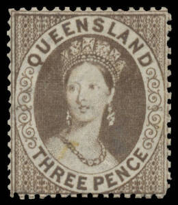 Queensland - 1860-61 Small Star Clean-Cut Perf 14-16 3d brown SG 8, remarkably well centred, unused, Cat Â£750.