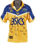 PARRAMATTA EELS: Parramatta Eels jersey signed by 2003 team, with 25 signatures including Nathan Cayless, Daniel Wagon, Luke Burt & Matt Petersen.