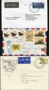 Postal History (South Australia) - POSTMARKS: 1970s-2000s datestamps on covers mostly airmail to overseas destinations with many single frankings, the occassional registered item, some postal stationery, advertising, taxed mail & postcards, selected for c