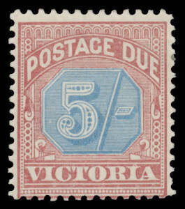 Victoria - POSTAGE DUES: 1890-94 Blue & Claret ½d to 5/- SG D1-10 plus ½d to 4d listed shades, large-part o.g., Cat £575. (14)