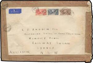 General & Miscellaneous - Old album largely denuded but with some useful NSW & Victoria including blocks & Officials, a few Australia, also inwards airmail covers including 1935 from GB with Re-Engraved Seahorses 2/6d 5/- & 10/- & resealed on all sides wi