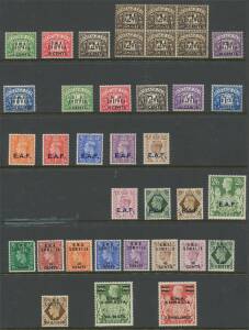 British Occupation of Italian Colonies - Hagner pages with MEF EAF Eritrea & Tripolitania Overprints plus Postage Due sets including Eritrea 2d with No Stop after 'A ' SG ED3a in a block of 6 (a bit spotty), some aging but generally very fine, a few are u