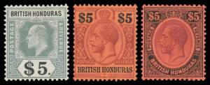 British West Indies - BRITISH HONDURAS: KEVII issues complete, both KGV sets to $5, later issues apparently complete, etc, condition variable but most are very fine, Cat £1900 approximately. (200+)