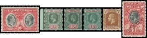 British West Indies - CAYMAN ISLANDS: 1912-35 issues complete - except for SG 55 - including most shades/papers, War Stamp 1½d on 2½d No Fraction Bar SG 54a in block of 4 & Straight Serif SG 54b, KGV ¼d with the Watermark Inverted & Reversed SG 69y, 1935 