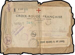 French Community - IVORY COAST: Mostly WWII airmail covers the majority to France including a variety of rates & routes, many with censor labels &/or handstamps, includes 1939 (July) underpaid to the USA, 1939 (Nov) from France, 1940 to France with 'RETOU