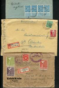 Germany - EAST GERMANY: Allied Occupation to 1970s with commercial mail to the USA noted Gemeinschaftsausgaben up to 3Mk, 'Posthorn' & 'Sowjetische Besatzungszone' overprints, airmails & registered, postage dues for payment of customs fees, also range of 