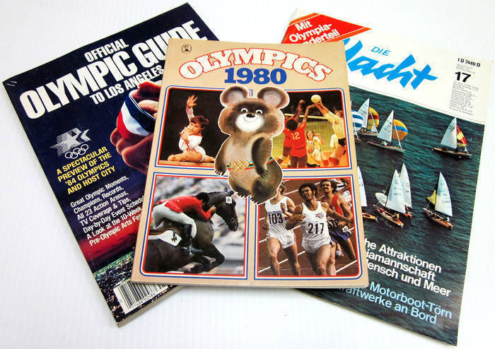 Range from an Australian Sailing Official at the Munich Olympics, noted "Sailing Instructions" booklet; "Olympic Village Information Kiel 1972" folder; group of Sailing results sheets (70+); plus range of 1948-92 Olympics related books (24) & newspapers.