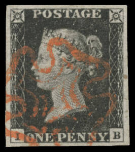 1840 "Penny Black" The plates - PLATE 1a: 1d black [IB], good even margins, neat Maltese Cross in red, Cat £375.