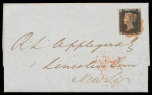 1840 "Penny Black" The plates - PLATE 1a: 1d black early usages on cover comprising 30th May London local letter (almost full margins, Spec Cat £2000 but the datestamp is dubious), 1st June Glasgow-Dalmuir (full margins), 4th June Alloa-Hastings (full mar