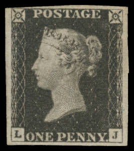 1840 "Penny Black" The plates - PLATE 1b: 1d black SG 2, margins just clear - at upper-left - to good, somewhat soiled, unused, Cat £12,500.