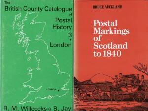 Great Britain - Carton with mostly KGV-QEII used in two springback albums and mint with decimal gutter pairs to 1984 including 1977 £1 £2 & £5 with Traffic Lights, postal history plus literature x12 including "Local Posts of London 1680- 1840" & "British 