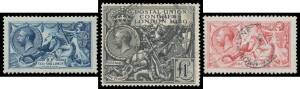 Great Britain - 1911-52 Issues with basic Downey Heads with a few varieties, 1912-24 set mint & used, a well-centred group of Seahorses with Waterlow 2/6d 5/- 10/- (mint) & £1 (a few pulled perfs), De La Rue 2/6d 5/- x2 & 10/- and Bradbury Wilkinson set,