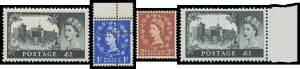 Great Britain - 1952-63 Issues complete including Phosphor Bands plus many extras including De La Rue Castles both sets, Multiple Crowns 3d TÃƒÆ’ªte-BÃƒÆ’ªche Pair, 1958-61 Graphite Bars 1½d & 2d both with the Watermark Inverted, 1959 Phosphor-Graphites 2