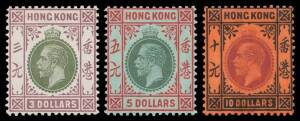 Hong Kong - 1912-21 KGV MCA 1c to $10 SG 100-116 plus listed shades of the 2c 4c 6c 8c 10c 12c & 50c (no olive back), also 25c Type B, a few blemishes on the lower values, mostly lightly to very lightly mounted, Cat £2600+. (27)