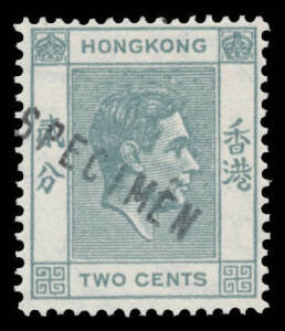 Hong Kong - 1938-52 KGVI Keyplates 2c grey with diagonal 'SPECIMEN' Handstamp, unmounted.