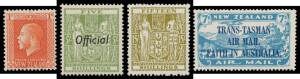 New Zealand - Unmounted mint selection including KGV Recess set, Dunedin set, Faith in Australia single & corner pair, 3d Maori block of 4, Centennial set & 'Official' Overprints, QEII Definitives set x2 + extra 10/- x2, 1960 Pictorials 5/- imprint block 