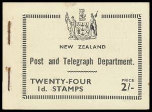 New Zealand - 1935-42 Pictorials ONE PENNY KIWI: Six Plate Number blocks of 4 or 6 (one on a flight cover), Single Wmk pair badly damaged in a coil machine, "Temporary" Perf 13½x14 used single, and 2/- booklet with Advertising on the Panes plus three loos