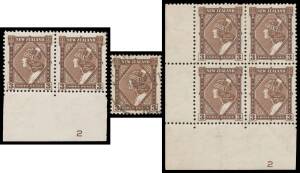 New Zealand - 1935-42 Pictorials THREEPENCE MAORI WOMAN: Single Wmk unmounted block of 4, single with the Watermark Inverted (used) & Plate Number '2' pair (Cat $NZ5000 for a block of 4, **), Multiple Wmk Plate Number '2' block of 4, etc, Cat $NZ2250 plus