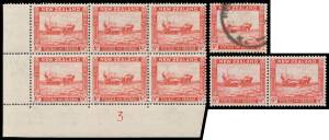 New Zealand - 1935-42 Pictorials SIX PENCE HARVESTING: Single Wmk with the Watermark Inverted (used), Multiple Wmk marginal block of 4 (**), pair with the Watermark Inverted, Plate Number '1' (with Crack) '2' & '3' blocks of 4 or 6, etc, Cat $NZ3000+; als