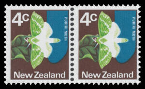 New Zealand - 1970-76 Pictorials 4c Puriri Moth with the Yellow Printing (Body) Omitted CP #P6c[V] horizontal pair, unmounted, Cat $NZ1500+.