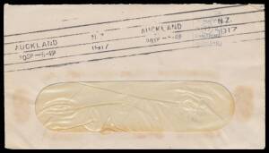 Postal History (New Zealand) - 1916-18 covers to Mr PC Fabricius, Apia with Auckland meter cancels x3 comprising Â½d on window-face envelope, 1Â½d single and 1Â½d plus circular 1d added, the latter two on John Burns & Co long covers sealed with Â½d 'Auckl