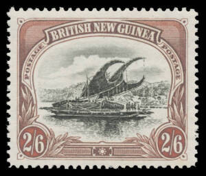 Papua - 1901-05 British New Guinea Watermark Horizontal Thick Paper 2/6d black & brown SG 8, exceptional centring, unmounted, Cat £650+ (mounted). Superb!: as fine an example as we have seen. RPSofL Certificate (2005). [Acquired at the Presige auction of 