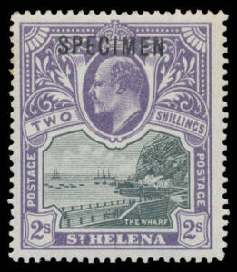 St. Helena - SPECIMEN' Overprints comprising 1902 KEVII &frac12;d & 1d, 1903 Pictorials, 1913 KGV 4d & 6d and 1922 Monocolour Pictorials, mostly lightly mounted, Cat &pound;540. (13)